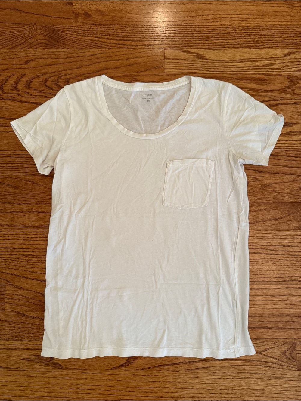 J Crew XS Cotton White Scoop Pocket Tee